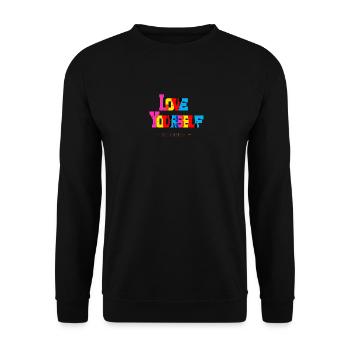 Love yourself - Unisex Pullover - Schwarz - Vorne - Alina (178cm) & Michal (187cm)
