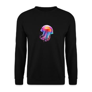 LGBTQIA+ Regenbogen Qualle - Unisex Pullover - Schwarz - Vorne - Alina (178cm) & Michal (187cm)