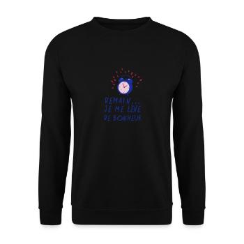 ciation demain leve bonheur reveil sonne - Sweat-shirt Unisexe - noir - Devant - Alina (178cm) & Michal (187cm)