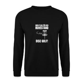 Rente Discgolf Frisbee Ruhestand Geschenk - Unisex Pullover - Schwarz - Vorne - Alina (178cm) & Michal (187cm)