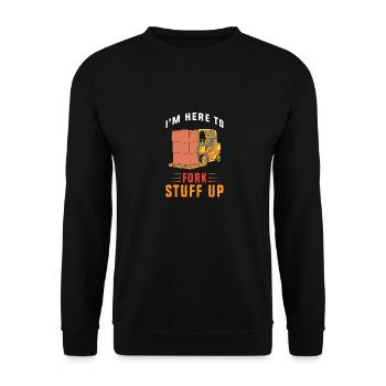 Gabelstaplerfahrer - Unisex Pullover - Schwarz - Vorne - Alina (178cm) & Michal (187cm)