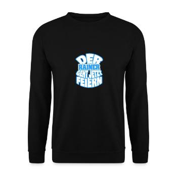 Geschenk für Rainer - Unisex Pullover - Schwarz - Vorne - Alina (178cm) & Michal (187cm)