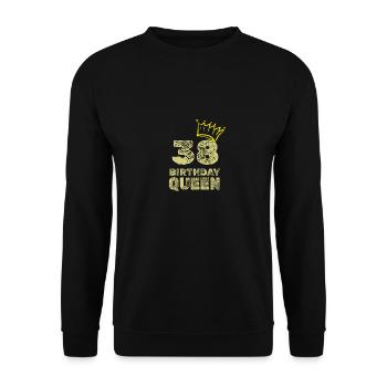 Geburtstag 38 - Unisex Pullover - Schwarz - Vorne - Alina (178cm) & Michal (187cm)