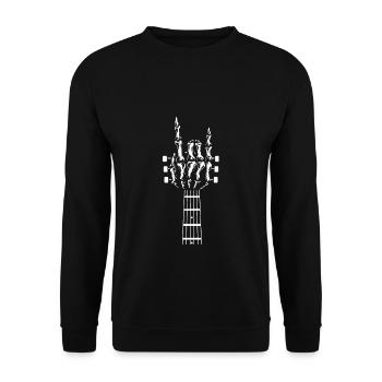 Gitarre Pommesgabel Rock Hardrock & Heavy Metal - Unisex Pullover - Schwarz - Vorne - Alina (178cm) & Michal (187cm)
