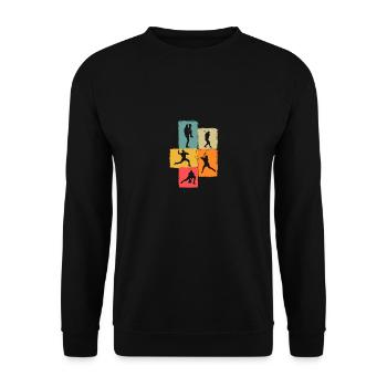 Baseballspieler Baseball - Unisex Pullover - Schwarz - Vorne - Alina (178cm) & Michal (187cm)