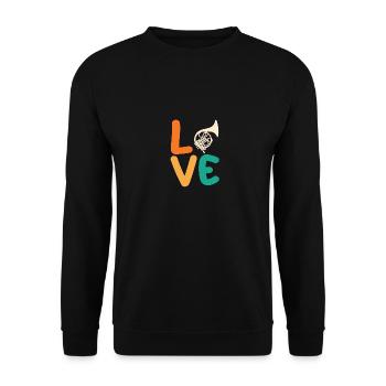 Hornist Waldhorn - Unisex Pullover - Schwarz - Vorne - Alina (178cm) & Michal (187cm)