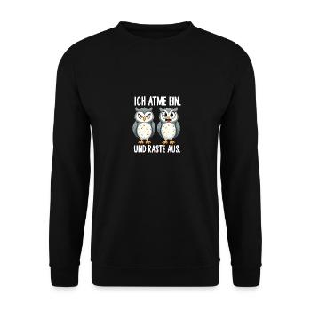 ich atme ein und raste aus lustige - Unisex Pullover - Schwarz - Vorne - Alina (178cm) & Michal (187cm)