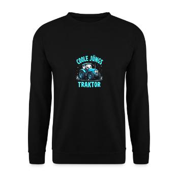 Coole Jungs fahren Traktor - Unisex Pullover - Schwarz - Vorne - Alina (178cm) & Michal (187cm)