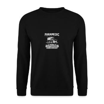 Paramedic Emergency Paramedic Gift · Superhero - Unisex Sweatshirt - black - Front - Alina (178cm) & Michal (187cm)
