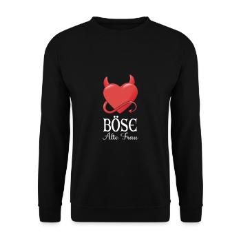 Böse Alte Frau Für Oma Großmuter Spruch Rockerin - Unisex Pullover - Schwarz - Vorne - Alina (178cm) & Michal (187cm)