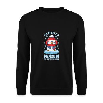 Je suis vraiment un pingouin mignon pingouin d’hiver - Sweat-shirt Unisexe - noir - Devant - Alina (178cm) & Michal (187cm)