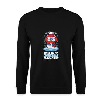 This Is My Christmas Pajama Shirt Süßer Pinguin - Unisex Pullover - Schwarz - Vorne - Alina (178cm) & Michal (187cm)