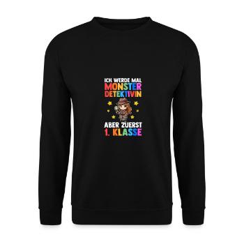 Garderie Sortants Première Primaire Inscription Écolier - Sweat-shirt Unisexe - noir - Devant - Alina (178cm) & Michal (187cm)