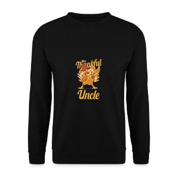 One Thankful Uncle Turkey Family Matching Funny - Unisex Sweatshirt - black - Front - Alina (178cm) & Michal (187cm)