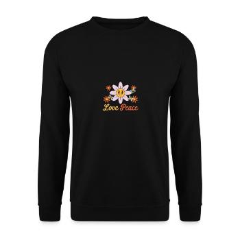Amour Paix Fleurs Fleur 70s 60s - Sweat-shirt Unisexe - noir - Devant - Alina (178cm) & Michal (187cm)