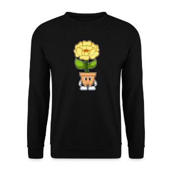Lustige Pfingstrose - Unisex Pullover - Schwarz - Vorne - Alina (178cm) & Michal (187cm)