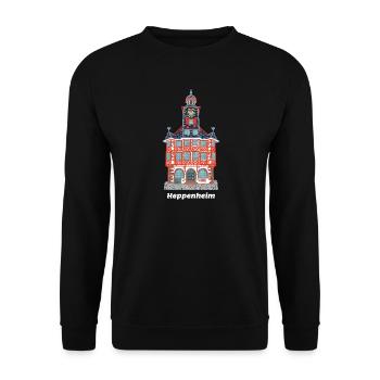 Heppenheim Historic Town Hall, Hesse, Drawing - Unisex Sweatshirt - black - Front - Alina (178cm) & Michal (187cm)