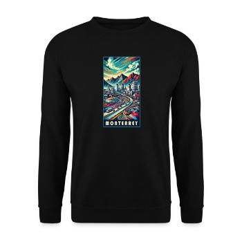 Monterrey Mexiko Stadt Reise Design - Unisex Pullover - Schwarz - Vorne - Alina (178cm) & Michal (187cm)