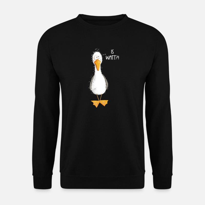 Möwe Urlaub Meer Is Watt Plattdeutsch Norddeutsch - Unisex Pullover - Schwarz