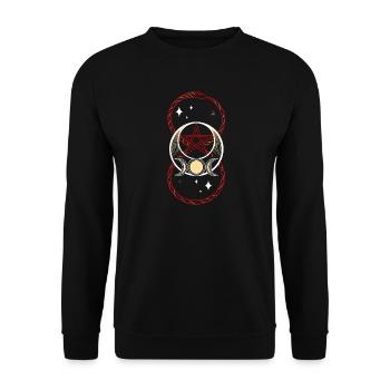 Serpent avec symbole de l’infini et triple lune - Sweat-shirt Unisexe - noir - Devant - Alina (178cm) & Michal (187cm)