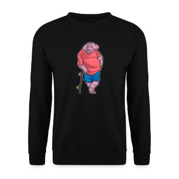 Hippopotamus Skater Skateboard - Unisex Sweatshirt - black - Front - Alina (178cm) & Michal (187cm)