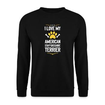 I Love My American Staffordshire - Unisex Sweatshirt - black - Front - Alina (178cm) & Michal (187cm)
