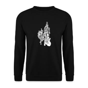 Dessin du contour de la ligne de l’horizon de Londres : Big Ben et Lanternes - Sweat-shirt Unisexe - noir - Devant - Alina (178cm) & Michal (187cm)