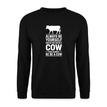 Kuh Sprüche Kühe Lustiges Kuh Geschenk - Unisex Pullover - Schwarz - Vorne - Alina (178cm) & Michal (187cm)