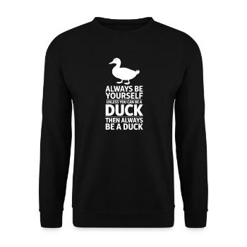 Enten Sprüche Ente Lustiges Enten Geschenk - Unisex Pullover - Schwarz - Vorne - Alina (178cm) & Michal (187cm)