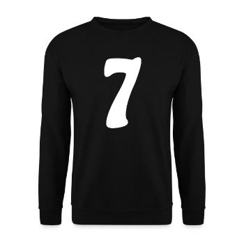 Seven: Minimalist Numeral 7 | Seventh - Unisex Sweatshirt - black - Front - Alina (178cm) & Michal (187cm)