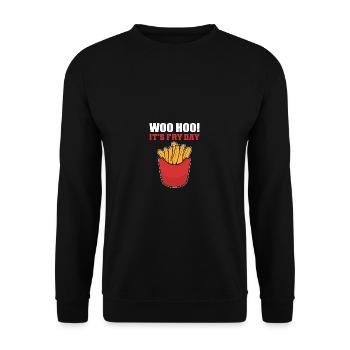 Es ist Bratentag Engagierter Arbeiter Geschenk - Unisex Pullover - Schwarz - Vorne - Alina (178cm) & Michal (187cm)