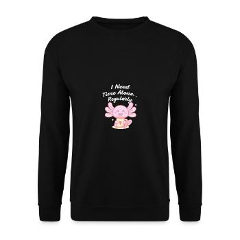 I need time alone regularly introverts - Unisex Sweatshirt - black - Front - Alina (178cm) & Michal (187cm)