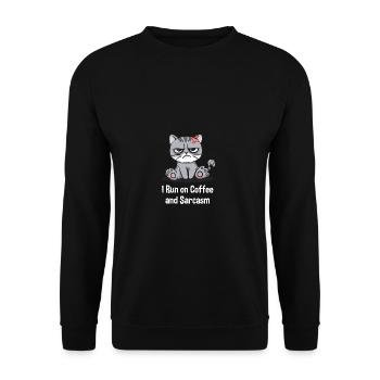 Je cours avec du café et du sarcasme drôle de café - Sweat-shirt Unisexe - noir - Devant - Alina (178cm) & Michal (187cm)