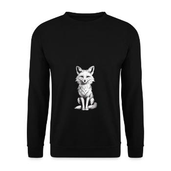 Niedlicher Fuchs Waldtier - Unisex Pullover - Schwarz - Vorne - Alina (178cm) & Michal (187cm)