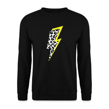 Blitz Leoparden Muster mit Neon-Gelben Schatten - Unisex Pullover - Schwarz - Vorne - Alina (178cm) & Michal (187cm)