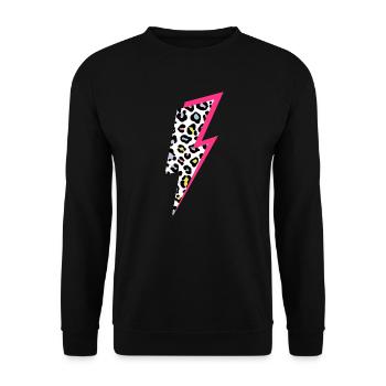 Motif léopard éclair Couleurs pastel avec rose fluo - Sweat-shirt Unisexe - noir - Devant - Alina (178cm) & Michal (187cm)