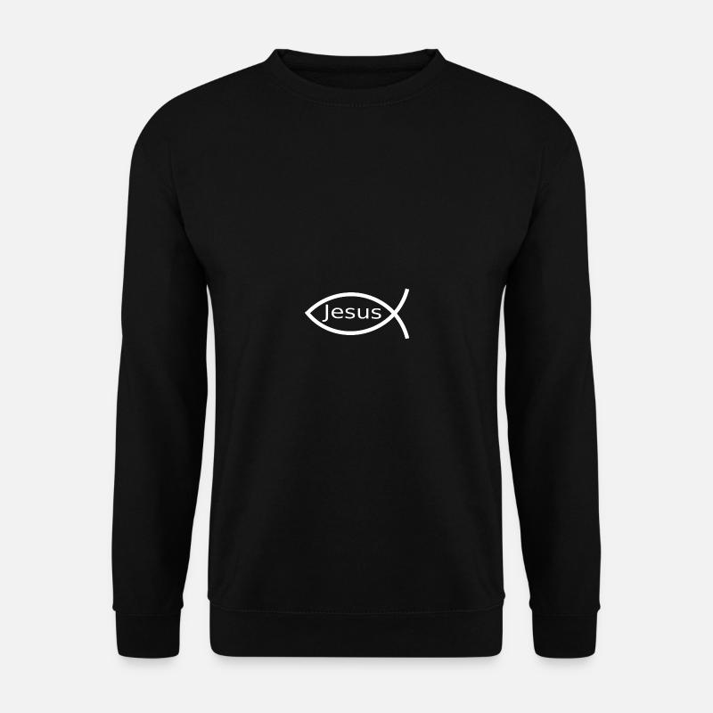 Jesusfisch weiß Ichthys Fisch Jesus - Unisex Pullover - Schwarz