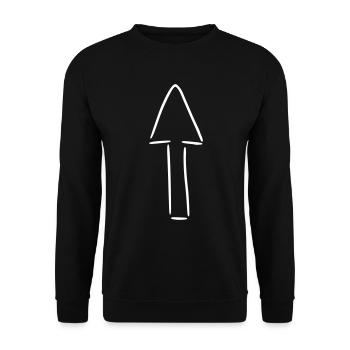 Pfeil Zeichnung Skizze weiß - Unisex Pullover - Schwarz - Vorne - Alina (178cm) & Michal (187cm)