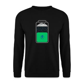 Akku aufladen - Unisex Pullover - Schwarz - Vorne - Alina (178cm) & Michal (187cm)