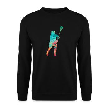 Lacrosse Player PopArt - Unisex Sweatshirt - black - Front - Alina (178cm) & Michal (187cm)