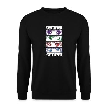 Certified Senpai Anime Manga Zertifizierter Senpai - Unisex Pullover - Schwarz - Vorne - Alina (178cm) & Michal (187cm)