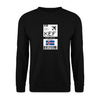 Carte d’embarquement Keflavik, Islande - Billet KEF - Sweat-shirt Unisexe - noir - Devant - Alina (178cm) & Michal (187cm)
