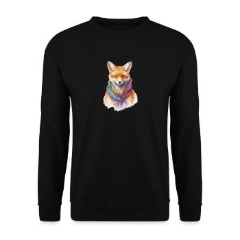 Fox with scarf - Unisex Sweatshirt - black - Front - Alina (178cm) & Michal (187cm)