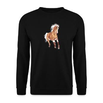 „Pferd Pferdeliebhaber Reiten Warmblut Vollblut“ - Unisex Pullover - Schwarz - Vorne - Alina (178cm) & Michal (187cm)
