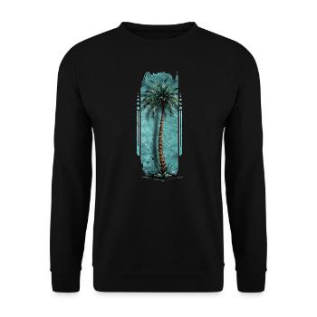 Solitär : Einsame Palme - Unisex Pullover - Schwarz - Vorne - Alina (178cm) & Michal (187cm)