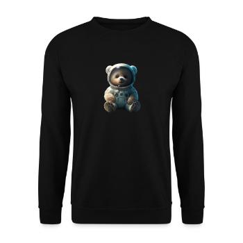 Cute Comic Tedybear in the space - Unisex Pullover - Schwarz - Vorne - Alina (178cm) & Michal (187cm)