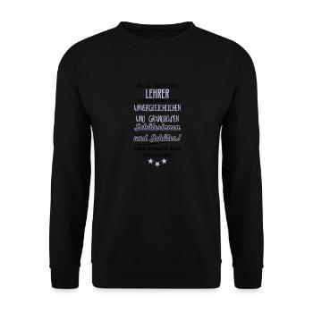 Bester Lehrer Shirt - Unisex Pullover - Schwarz - Vorne - Alina (178cm) & Michal (187cm)