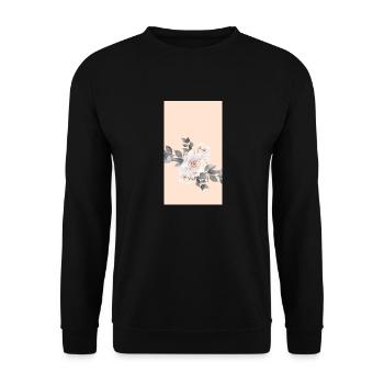 Pastellfarbe Hautton Rosen Grau Blätter Blumen - Unisex Pullover - Schwarz - Vorne - Alina (178cm) & Michal (187cm)