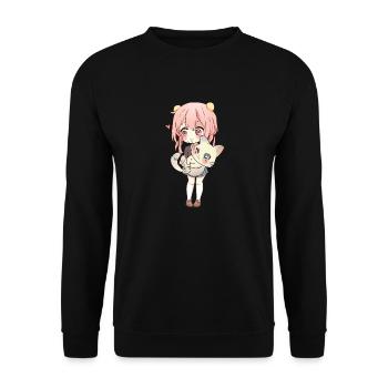 Anime und Katzen für Teen Manga kawaii Grafik - Unisex Pullover - Schwarz - Vorne - Alina (178cm) & Michal (187cm)