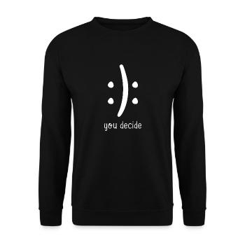 Du entscheidest Happy Face Sad Face - Unisex Pullover - Schwarz - Vorne - Alina (178cm) & Michal (187cm)